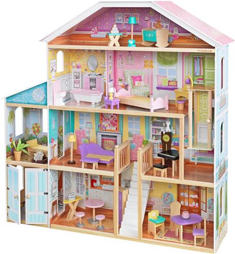 KidKraft Grand View groot Houten Poppenhuis met 34 accessoires