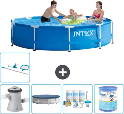 Intex Rond Frame Zwembad - 305 x 76 cm - Blauw - Inclusief Pomp Afdekzeil - Onderhoudspakket - Filter - Schoonmaakset