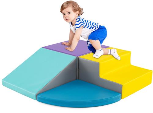 COSTWAY 4 stuks. Schuimbouwstenen, reuzenbouwstenen om te ravotten en te klimmen, zachte schuimbouwstenen, grote bouwstenen, bouwblokken voor kleuters, baby's en schoolkinderen