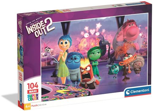 Clementoni - Kinderpuzzel - 104 Maxi Stukjes - Inside Out 2 - Afmetingen: 62 x 42 cm - Vanaf 4 jaar