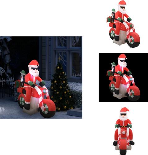vidaXL Opblaasbare Kerstman Op Motorfiets - Opblaasbare Kerstmannen Op Motorfietsen - Opblaasbare Kerstman - Opblaasbare Kerstmannen - Kerstman opblaasbaar op motorfiets LED IP44 160 cm