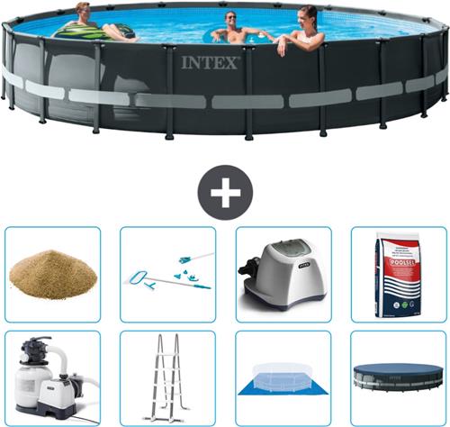 Intex Rond Ultra XTR Frame Zwembad - 610 x 122 cm - Inclusief Pomp - Ladder - Grondzeil - Afdekzeil Filterzand - Schoonmaakset - Zoutwatersysteem - Zwembadzout