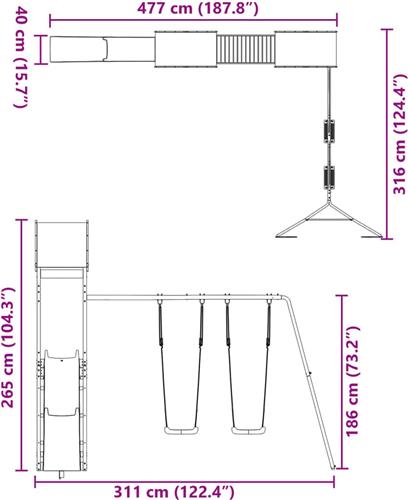 vidaXL Speelhuis massief douglashout