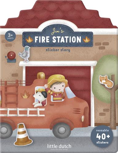 Little Dutch herbruikbare sticker speelset Jim & Friends - 3 vellen met mooie dikke stickers, compleet met speelachtergrond - niet permanente, verplaatsbaar en herbruikbaar - creatief speelgoed vanaf 3 jaar