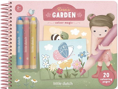 Little Dutch magisch knutselboek Rosa & Friends - compleet met 3 houten kleurpotloden - toverkrassen - creatief speelgoed 2 jaar