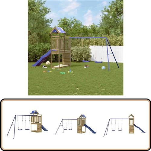 vidaXL Speelhuis - Grenenhout - Glijbaan & Schommelset Speelhuis - Speelhuizen - Buitenspeelset - Speelset