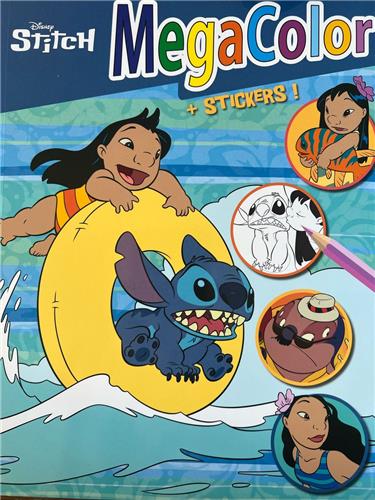 KLeurboek Lilo en Stitch - megacolor - +/- 125 kleurplaten - met 1 vel stickers - knutselen - kleuren