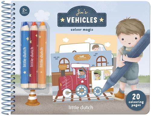Little Dutch magisch knutselboek Jim & Friends - compleet met 3 houten kleurpotloden - toverkrassen - creatief speelgoed 2 jaar