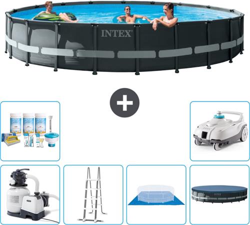 Intex Rond Ultra XTR Frame Zwembad - 610 x 122 cm - Inclusief Pomp - Ladder - Grondzeil - Afdekzeil Onderhoudspakket - Stofzuiger