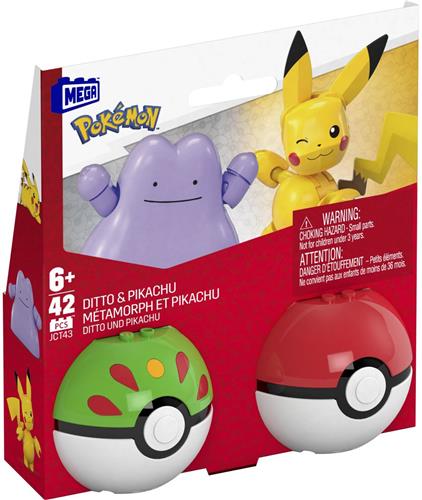 Pokemon mega 2-pack Pikachu en Ditto speelgoedfiguren.