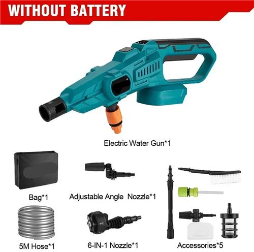Hogedrukreiniger - Terrasreiniger - Accu - Elektrische - 220Bar - 3500W - Draadloos Spuitpistool - met 3 Snelheden voor Auto, Tuin en Terras (Zonder Batterij)