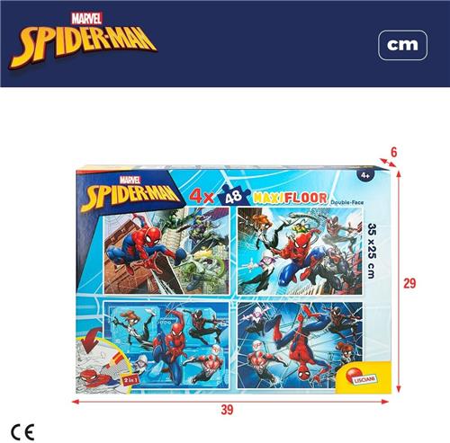 Kinderpuzzel Spider-Man Dubbelzijdig 4-in-1 48 Onderdelen 35 x 1,5 x 25 cm (6 Stuks)