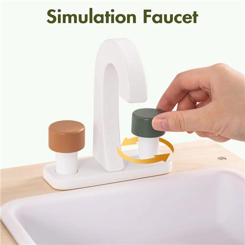 ROBOTIME-Wooden Kids Play Kitchen Set - Kids Kitchen Playset with Pretend Ice Cube Dispenser - WCF04 - Vintage Green - Wood