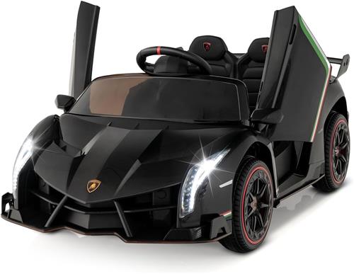 COSTWAY Lamborghini Elektrische auto voor kinderen, kindervoertuig met 2,4 G afstandsbediening, led-koplamp en claxon en muziek, elektrisch voertuig 3-6 km/, elektrische kinderauto voor kinderen vanaf