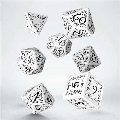Q-Workshop Elvish - White & Black Dice Set (7)