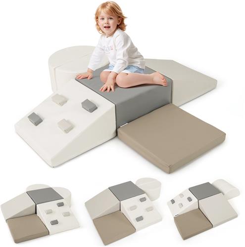 COSTWAY Schaamstof bouwstenen voor kinderen, zachte bouwstenen met klimrotsen om te klimmen en kruipen, reuzenbouwstenen van schuim, grote bouwstenen klimblokken voor binnen