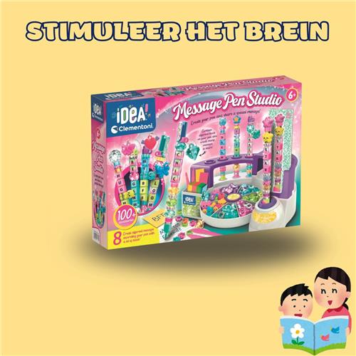 Clementoni Idea Art Message Pen Factory  Maak je eigen pennen met letters, kralen & stickers  Creatieve knutselset voor kinderen  Inclusief Ebook met ideeën  18211