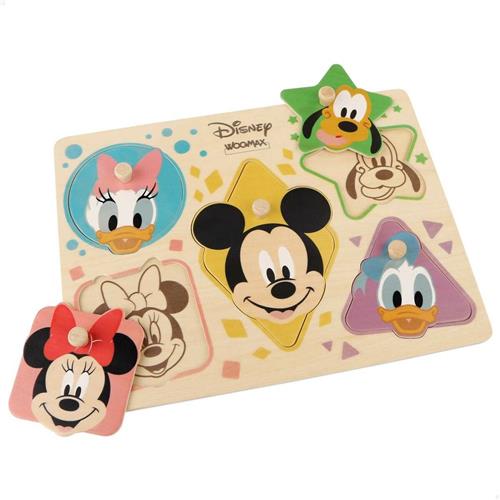 Houten Kinderpuzzel Disney + 2 Jaar 5 Onderdelen (12 Stuks)