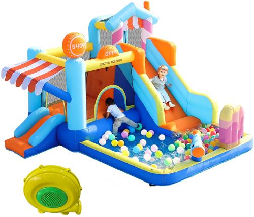 Opblaasbaar Speelparadijs  Waterglijbaan  Klimwand  Trampoline  Speeltuin  Dubbele Glijbanen  Duurzaam Oxford-Stof