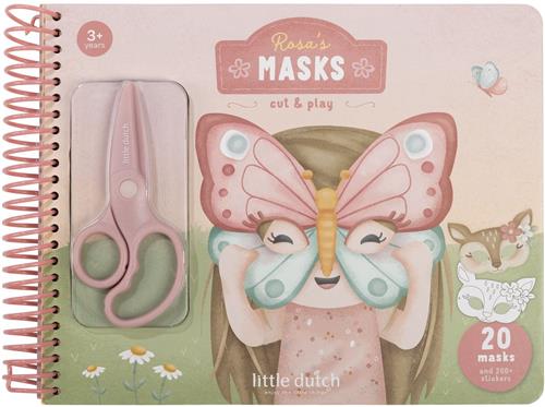 Little Dutch knutselboek Rosa & Friends - maskers maken -compleet met kindveilige schaar - creatief speelgoed vanaf 3 jaar