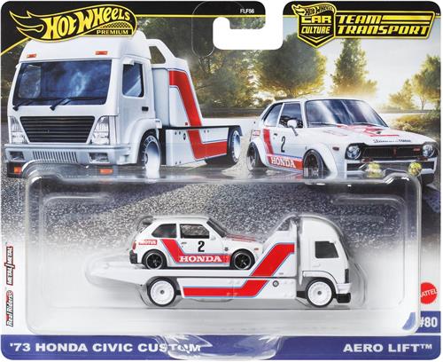 Hot Wheels 73 Honda Civic Custom, Wagen voor autovervoer/autotransporters, 3 jaar, Metaal, Wit