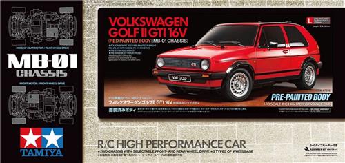 Tamiya Modelbouwpakket Auto - 47516 RC Auto - Volkswagen Golf II GTI 16V - MB-01 - Roodgelakte Carrosserie RC Plastic - 1:10 -