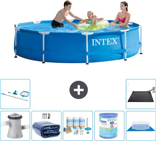 Intex Rond Frame Zwembad - 305 x 76 cm - Blauw - Inclusief Pomp Solarzeil - Onderhoudspakket - Filter - Grondzeil - Schoonmaakset - Solar Mat