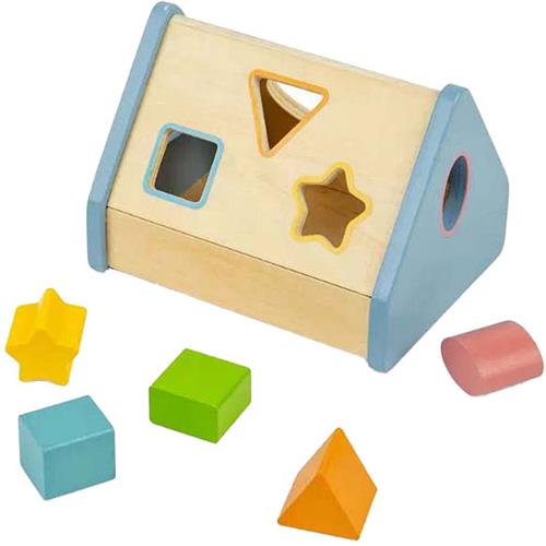 BigJigs houten vormenstoof huisje - educatief speelgoed multi kleuren.