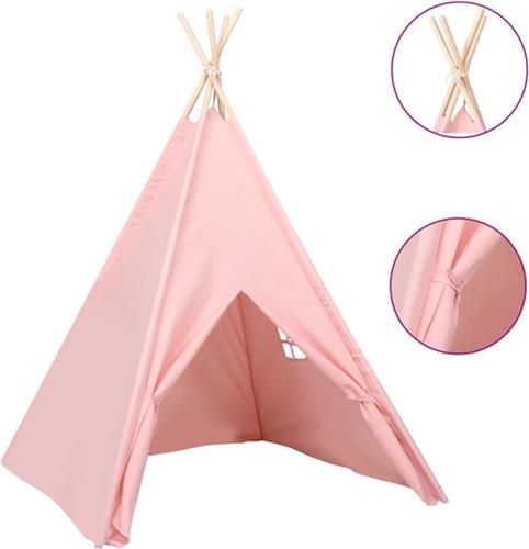 vidaXL Kindertipitent met tas 120x120x150 cm peachskin roze