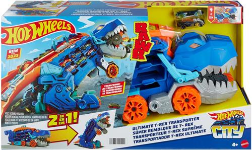 Hot Wheels T-Rex Mega Transporter Speelset met 2 Auto's