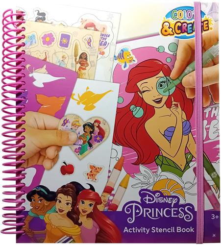Disney Princess - Activiteiten Kleurboek voor Kinderen - Doeboek met Stickers - Sjablonen - Stiften en meer