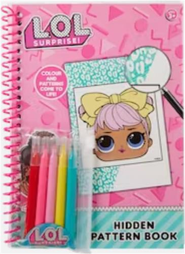 Kleurboek LOL SURPRISE met 5 stiften Ga met de stiften over de witte vlakken dan komen de verborgen patronen naar voren komen