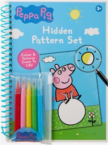 Kleurboek Peppa Pig met 5 stiften Ga met de stiften over de witte vlakken dan komen de verborgen patronen naar voren komen