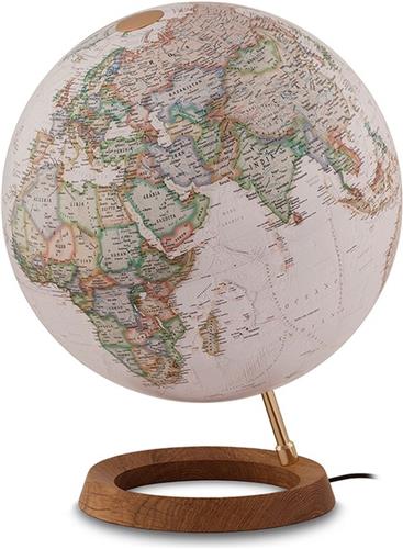 National Geographic globe Neon executive - Wereldbol met lichte eikenhouten voet - ø 30 cm - Nederlandstalig - Met Verlichting