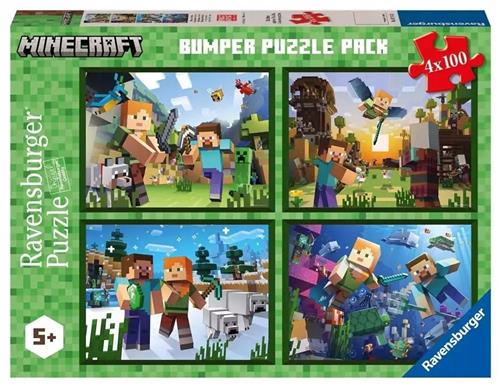 Ravensburger Minecraft Puzzelstukjes 4x100 Veelkleurig