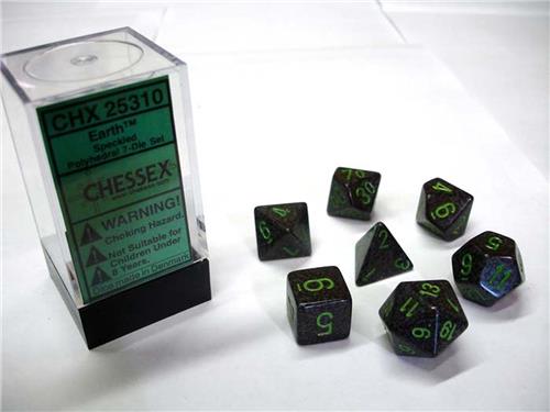 Chessex dobbelstenen set, 7 polydice, Speckled Earth