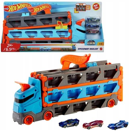 Hot Wheels Transporter 2-in-1: Racebaan met 20+ auto's en Launcher