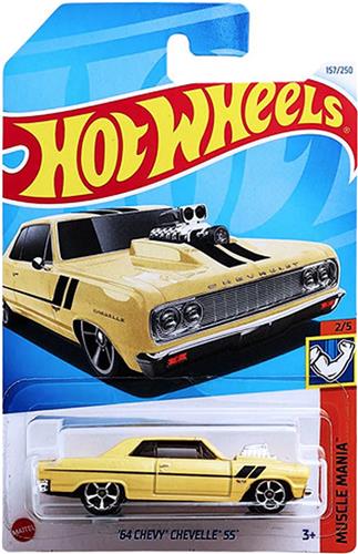 HOT WHEELS '64 CHEVY CHEVELLE SS GOLD METALIC 157/250 1:64 HW MUSSLE MANIA 2/5
