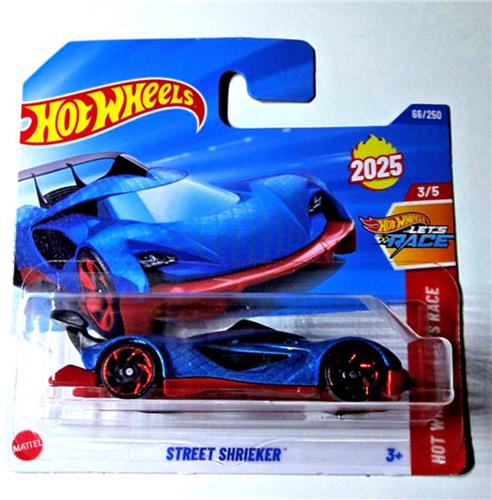 HOT WHEELS STREET SHRIEKER BLUE CARBON LOOK 66/250 HW LET'S RACE 3/5 SHORT CARD 2025