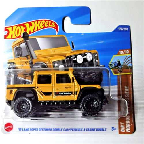 HOT WHEELS '15 LAND ROVER DEFENDER DOUBLE CAB YOKOHAMA GEOLANDER 4WD YELLOW 179/250 DIRT 10/10 2025 SHORT CARD