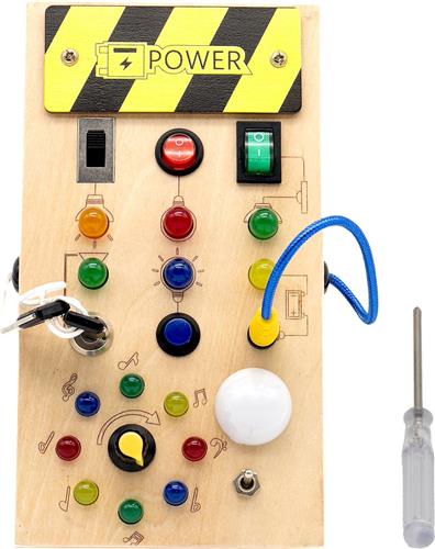 Somstyle Busy Board - Montessori Speelgoed - Vanaf 2 Jaar - Activity Board - Educatief Speelgoed met LED Lichtschakelaars