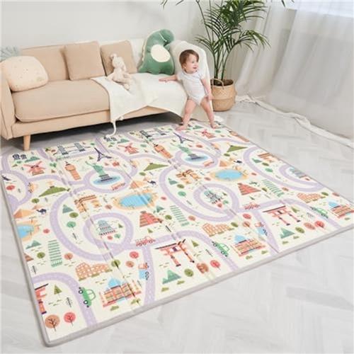 XXL Baby Speelmat 150x180x1cm - Omkeerbare Schuimrubberen Vloermat - Baby Gym Play Mat - Kruipmat - Tummy Time Speelkleed - Waterdicht en Antislip - Geschikt als Geboortecadeau