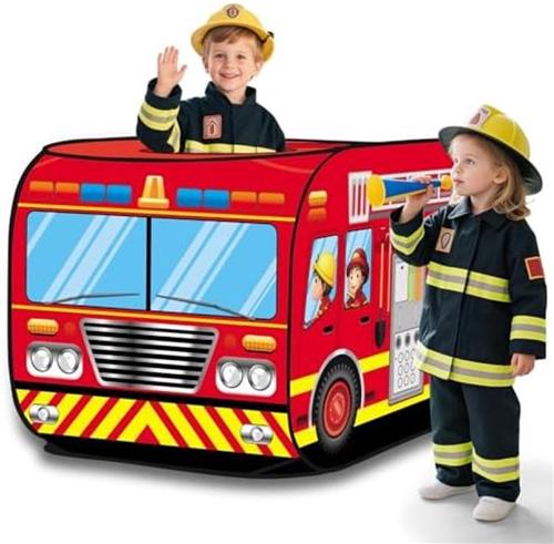 Pop-up Speeltent voor Kinderen - Brandweer Thema, Opvouwbaar, Draagbaar, Binnen en Buiten Gebruik, Snelle Montage, Ademend Net, Geschikt voor Spelen en Slaapjes