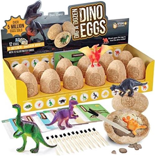 Dig a Dozen Dino Eggs Kit - Paasei Speelgoed voor Kinderen - Archeologie Wetenschap STEM Crafts Geschenken voor Jongens & Meisjes - Breek Open 12 Unieke Grote Verrassing Dinosaurus Gevulde Eieren