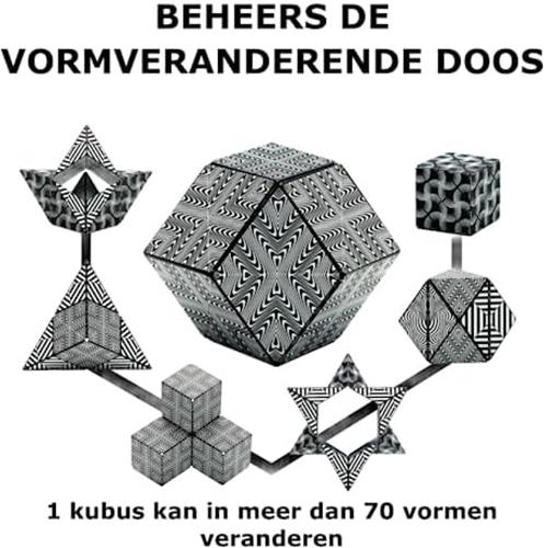 PolkaHome Shashibo Vormveranderende Kubus - Anti-stress en educatief speelgoed - 36 magneten