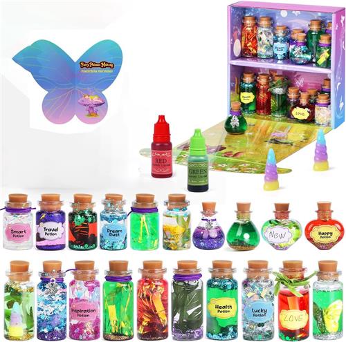Magische Feeën Toverdrank Knutselset voor Kinderen - Creatieve Speelgoedset met 20 Flessen, Receptenboek en Accessoires - Educatief en Fantasierijk Spel voor Meisjes en Jongens 6-12 Jaar