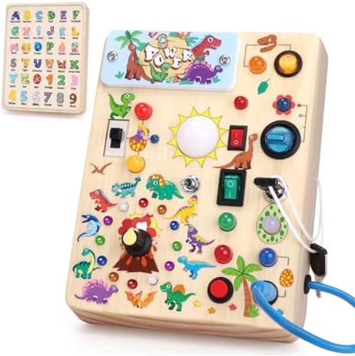 Motoriekbord voor Peuters - Montessori Speelgoed voor 1-4 Jaar - Sensory Activity Board met LED-verlichting