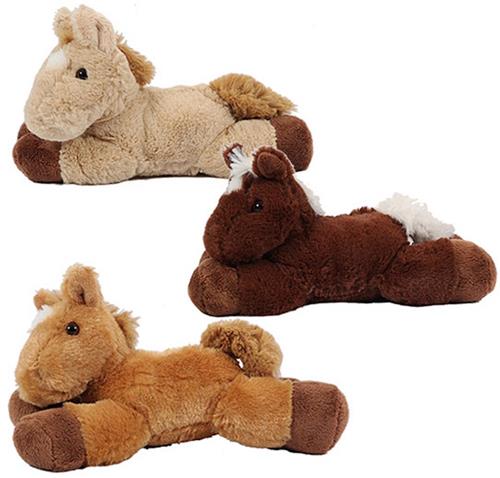 PIA Soft Toys - Set van 3 Pluche Paarden Knuffels - liggend - 3 ass. - 20 cm