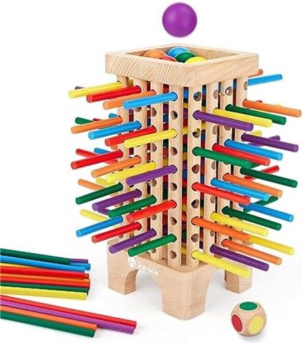 Educatief Houten Bordspel Montessori Telspel met 42 Gekleurde Staafjes en Ballen - Fijne Motoriek Ontwikkelingsspeelgoed voor Kinderen 3-6 Jaar - Familie- en Reisspel