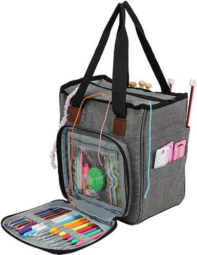Opbergtas voor Wol - Geschikt voor Het Transporteren van Brei- en Haakwol en Zakken voor Accessoires (Geen Accessoires inbegrepen) - Geschikt voor Breiliefhebbers - Grijs